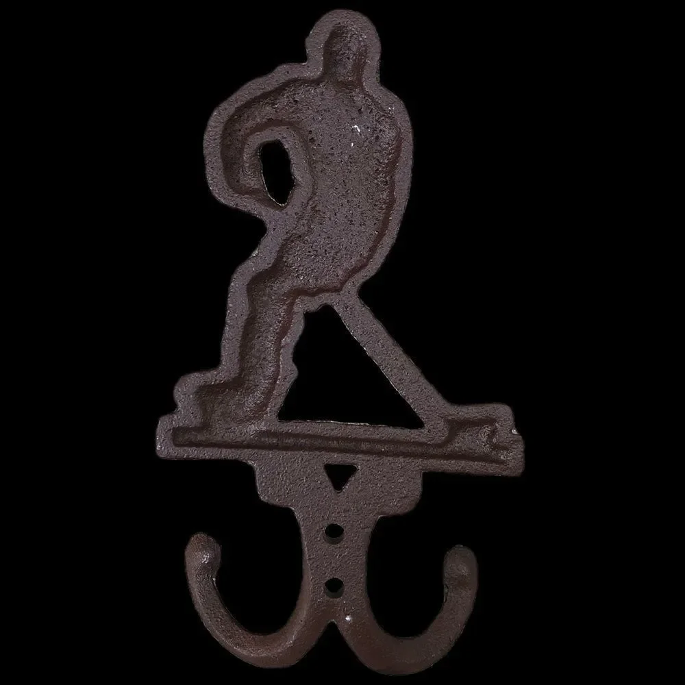 Ice hockey brown hook for keys for coats iron cast reliable sturdy(2/pack)